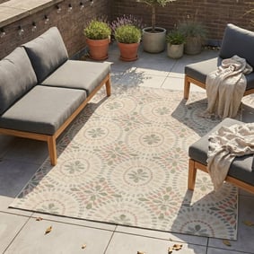 In- & Outdoor Teppich - Ranch Mandala Beige