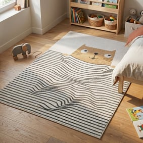 Waschbarer Kinderteppich - Ravi Cat Bunt