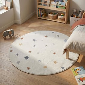 Waschbarer Kinderteppich Rund - Ravi Stars Bunt