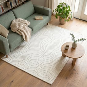 Teppich Wohnzimmer - Charm Waves Weiß