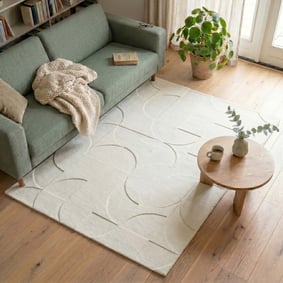 Teppich Wohnzimmer - Charm Circles Weiß