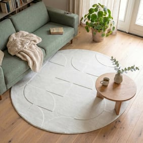 Runder Teppich Wohnzimmer - Charm Circles Weiß