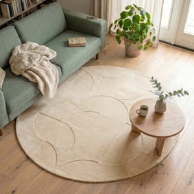 Runder Teppich Wohnzimmer - Charm Circles Beige