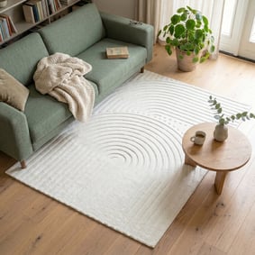Teppich Wohnzimmer - Charm Curves Weiß