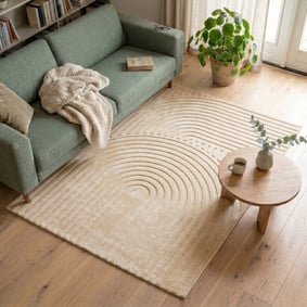 Teppich Wohnzimmer - Charm Curves Beige