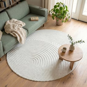 Runder Teppich Wohnzimmer - Charm Curves Weiß