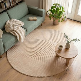 Runder Teppich Wohnzimmer - Charm Curves Beige