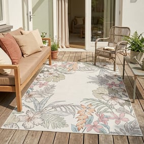 Outdoor Teppich Blumen - Poppy Creme