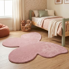 Kinderteppich Waschbar - Coco Schmetterling Dunkelrosa