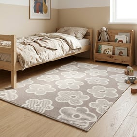 Teppich Kinderzimmer - Bowie Blume Taupe