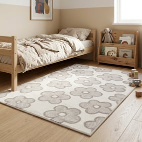 Teppich Kinderzimmer - Bowie Blume Creme