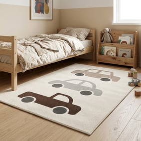 Teppich Kinderzimmer - Bowie Auto Creme