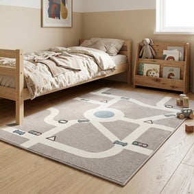 Teppich Kinderzimmer - Bowie Autobahn Taupe