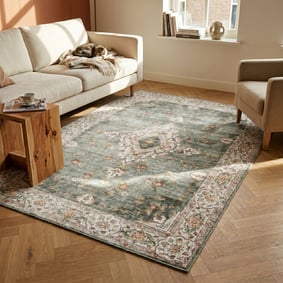 Teppich Vintage - Ember Medaillon Grün 