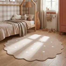 Teppich Kinderzimmer Rund - Cloudy Dots Beige