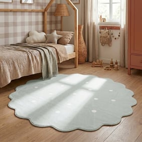 Teppich Kinderzimmer Rund - Cloudy Dots Minze