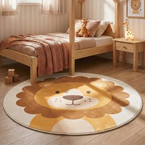 Waschbarer Spielteppich Rund - Sammy Lion Braun