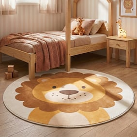 Waschbarer Spielteppich Rund - Sammy Lion Braun