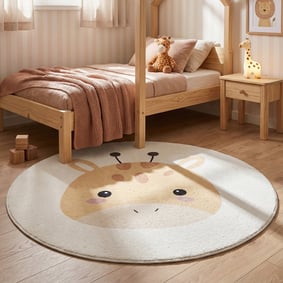 Waschbarer Spielteppich Rund - Sammy Giraffe Gelb