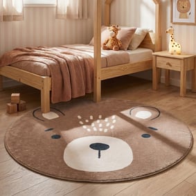 Waschbarer Spielteppich Rund - Sammy Bear Braun