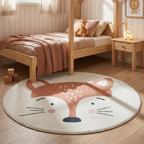 Waschbarer Spielteppich Rund - Sammy Fox Orange