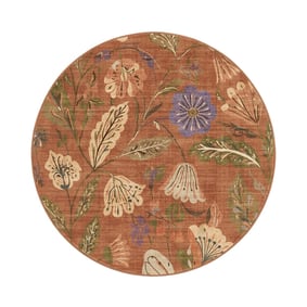 Waschbarer Teppich Rund - Misty Flowers Terrakotta - product