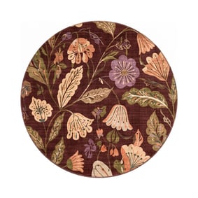 Waschbarer Teppich Rund - Misty Flowers Braun  - product