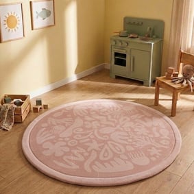 Waschbare Spielmatte Rund - Flo Rosa