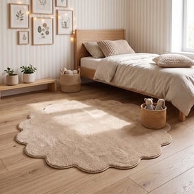 Waschbarer Teppich Rund - Puck Beige