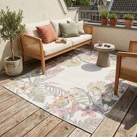 Outdoor Teppich Blumen - Poppy Creme
