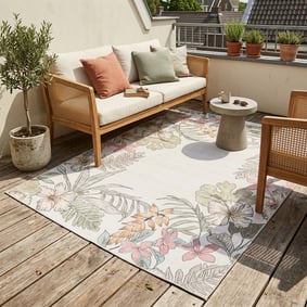Outdoor Teppich Blumen - Poppy Creme