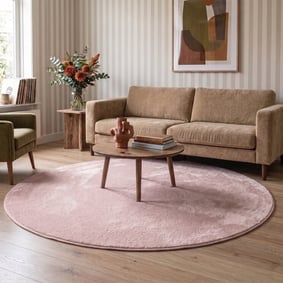 Waschbarer Teppich Rund - Vivid Rosa