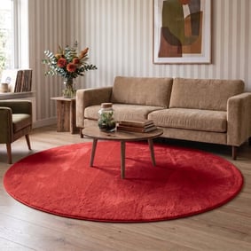 Waschbarer Teppich Rund - Vivid Rot