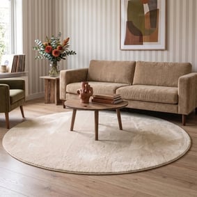 Waschbarer Teppich Rund - Vivid Beige