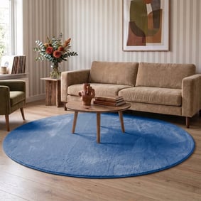 Waschbarer Teppich Rund - Vivid Blau