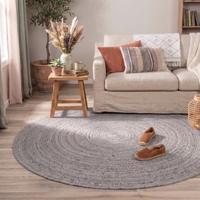 Jute Teppich Rund - Fair Grau