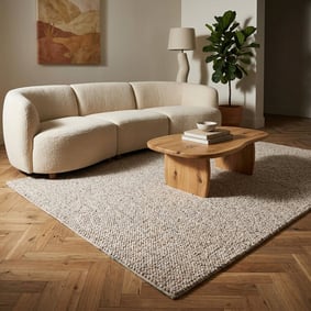 Waschbarer Wollteppich - Bruno Beige Creme