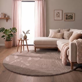 Flauschiger Teppich Rund - Cozy Taupe