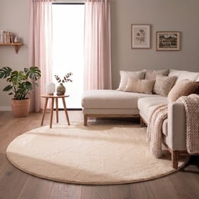 Flauschiger Teppich Rund - Cozy Beige
