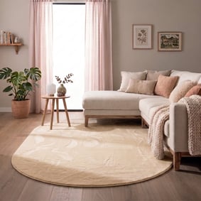 Flauschiger Teppich Oval - Cozy Creme