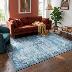 Teppich Vintage - Estate Medaillon Hellblau