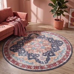Teppich Vintage Rund - Azara Blau Rot