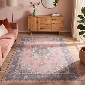 Teppich Vintage - Lily Medaillon Rosa