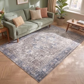 Teppich Vintage - Lugan Taupe Blau