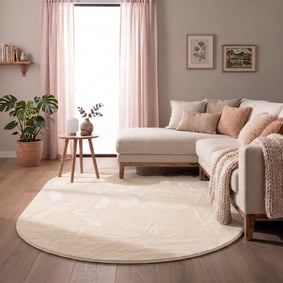 Flauschiger Teppich Oval - Cozy Creme