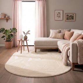 Flauschiger Teppich Oval - Cozy Creme