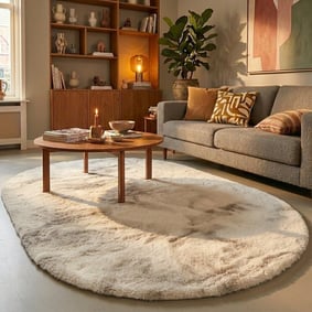 Hochflor Teppich Oval - Comfy Supreme Creme