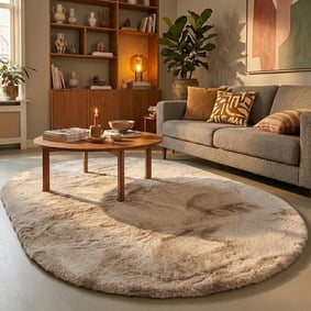 Hochflor Teppich Oval - Comfy Supreme Taupe