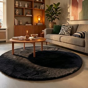 Hochflor Teppich Rund - Comfy Supreme Schwarz