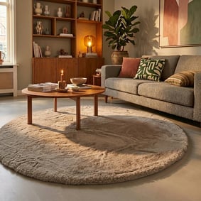 Hochflor Teppich Rund - Comfy Supreme Taupe